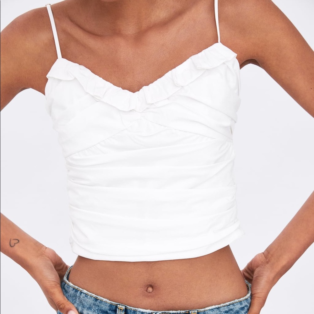 NWT Zara Draped Poplin Crop Top XS
